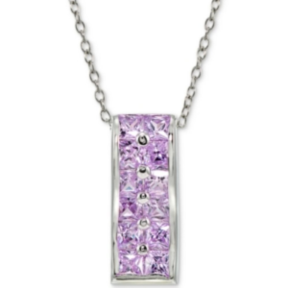 Giani Bernini Cubic Zirconia Purple Cluster Pendant Necklace in Sterling Silver